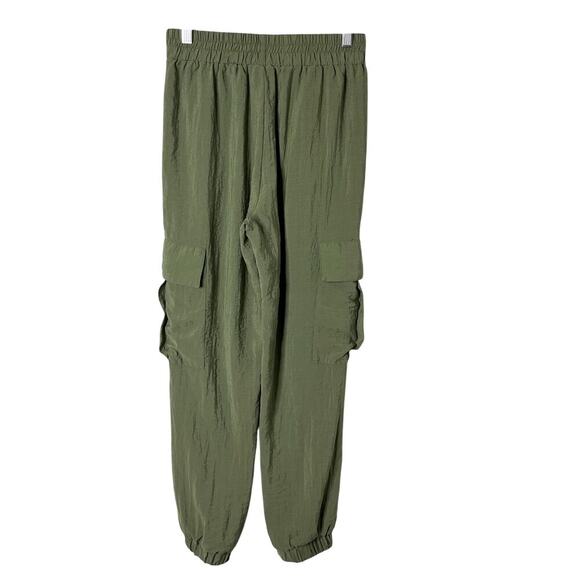 Forever 21 Womens Jogger Pants M Green Crepe Cargo Pockets Pull On Elastic Waist - Picture 6 of 7